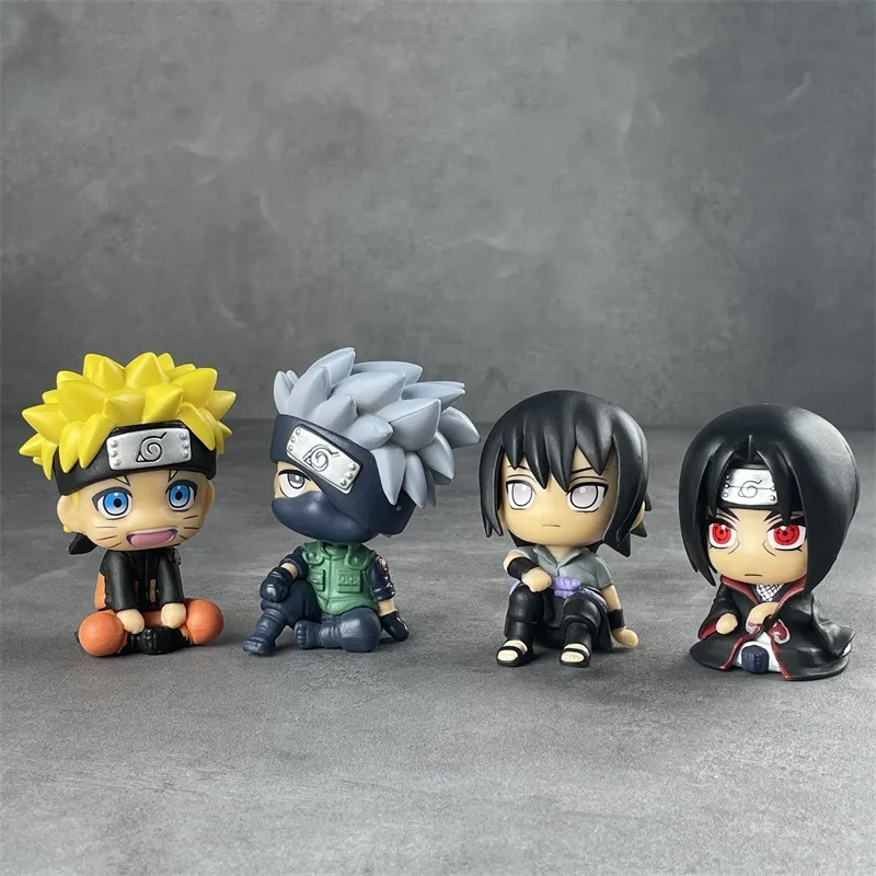 Bandai Huoying Hand-made Sitting Posture Naruto Kakashi Sasuke Skunk Car Ornaments Blind Box Anime Model