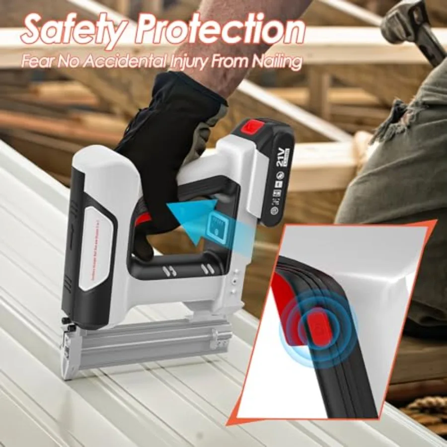 Pregador Brad sem fio 2 em 1 com 2 baterias de lítio Pistola de pregos elétrica portátil de calibre 18 para telhado, carpintaria, instalação de drywall