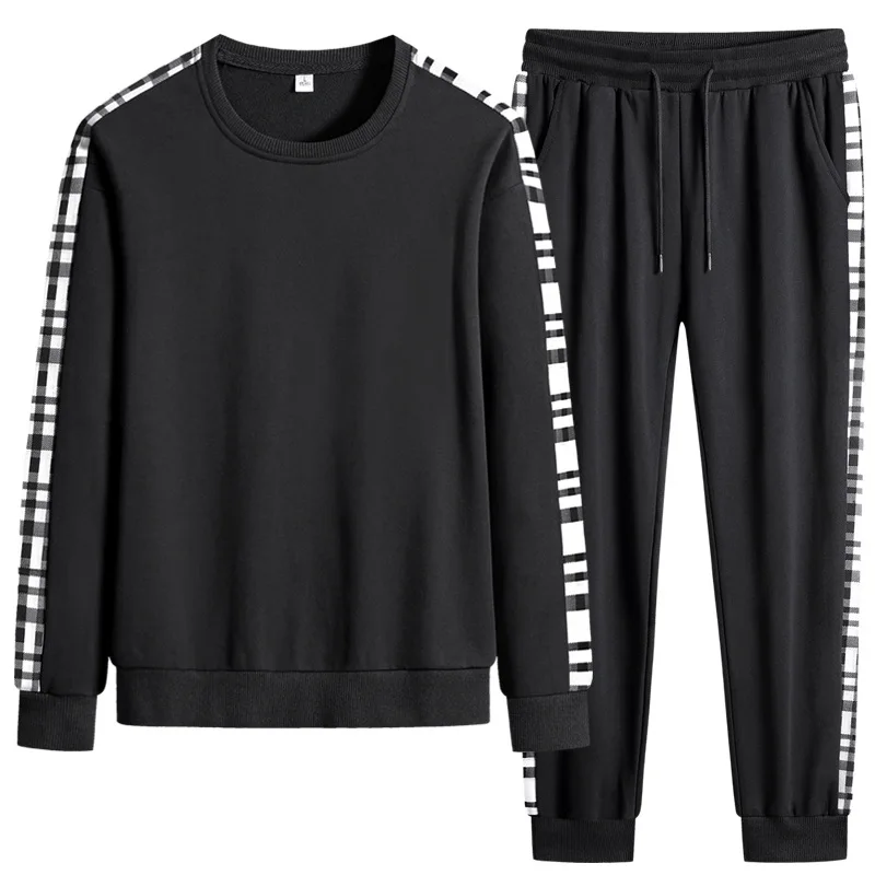 

M-8XL New Men's Autumn And Winter Casual Sports Suit Two-piece Set