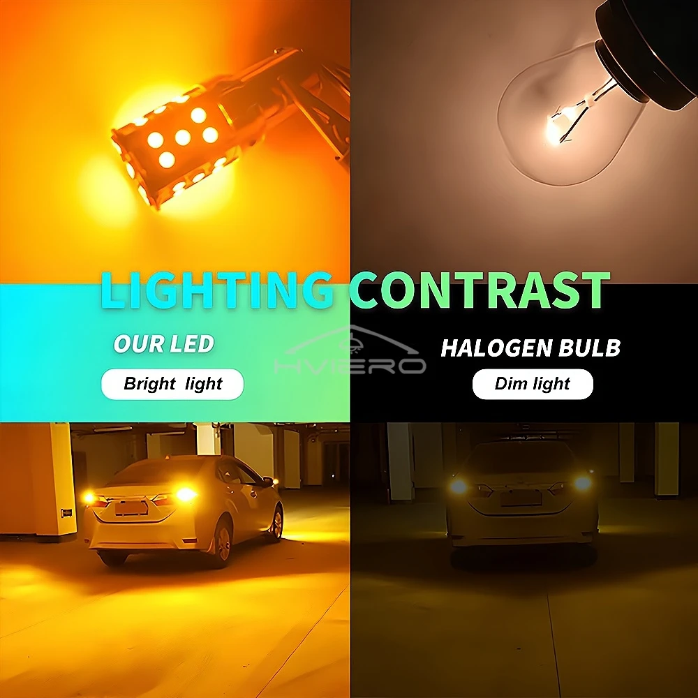 1pcs Auto Turn Signal Amber White Light 3030 35SMD LED T20 W21W Reverse Brake Bulb Canbus Led License Plate Product Accessories