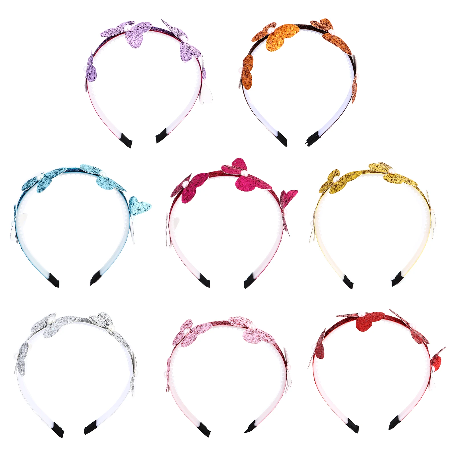 

8 Pcs Butterfly Headband Plastic Glitter Hair Accessories Girls Fashion Party Headdress Masquerade Role Play Gifts