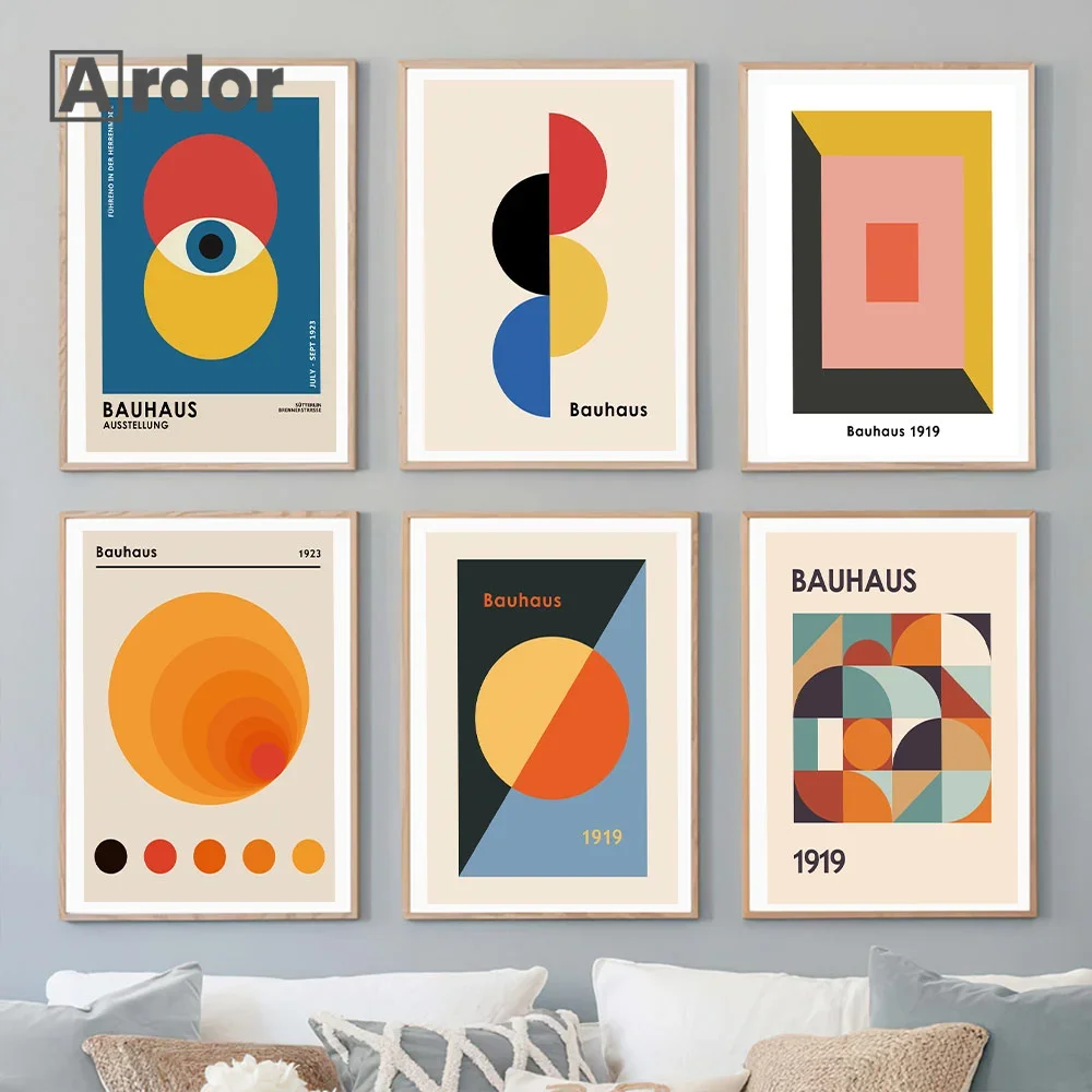 

Bauhaus, геометрический узор, цветной постер, абстрактная Современная фотография, настенные картины с рисунком, декор для гостиной