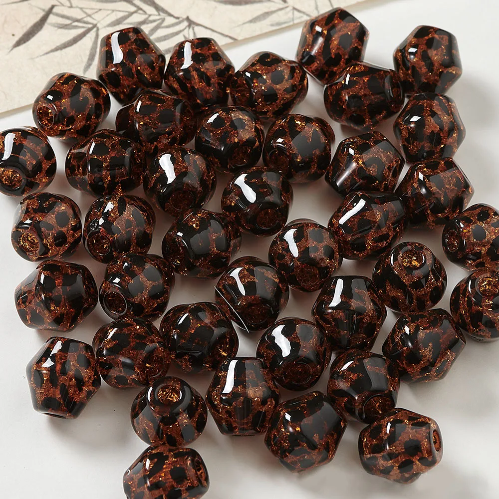 10 Stück Acryl-Perlen mit Leopardenmuster, herzförmig, Stern, unregelmäßige gerade Löcher, lose Perlen, DIY-Schmuckzubehör für die Herstellung von Armbändern – Detail 6