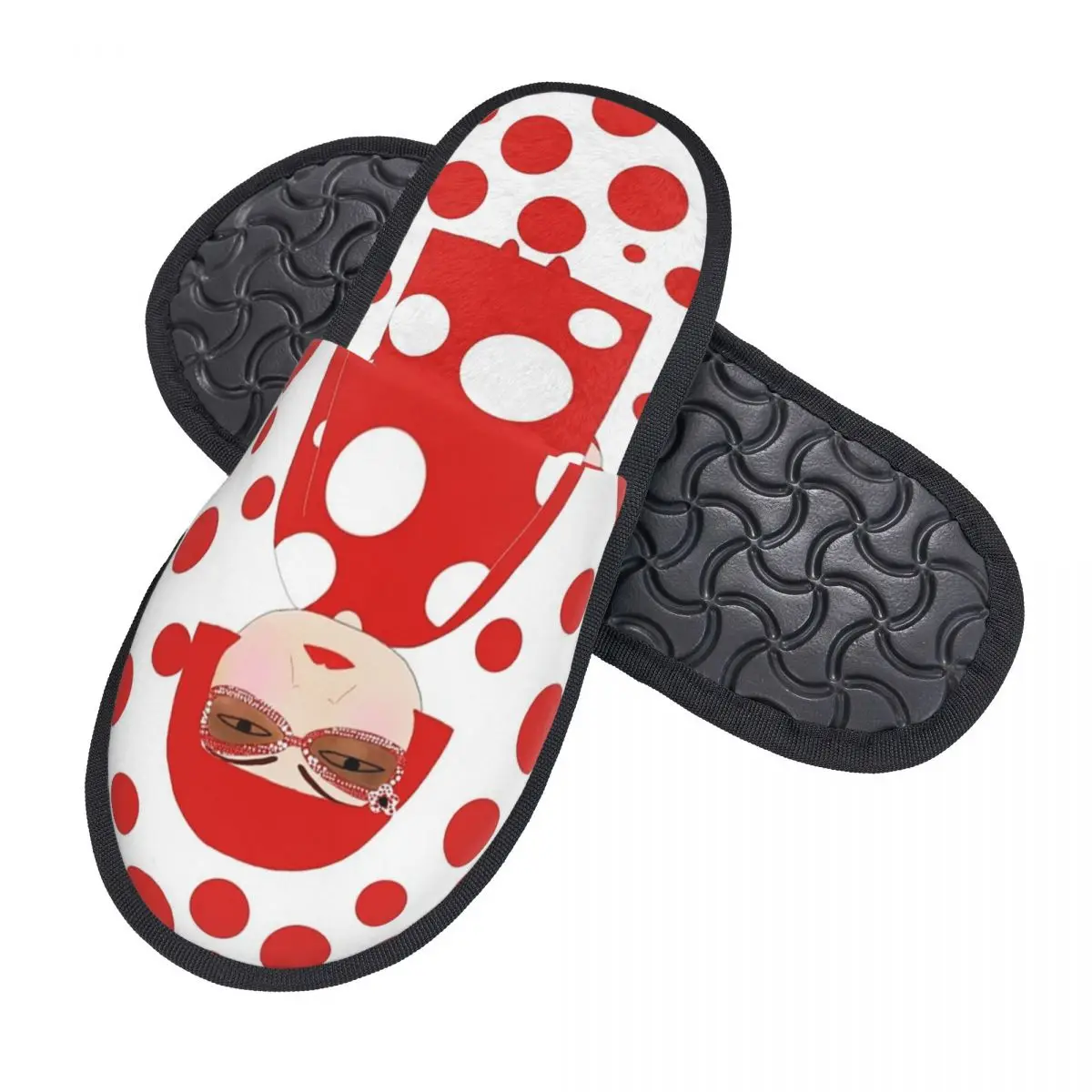 Custom Red Dots Yayoi Kusama Soft Memory Foam House Slippers Women Comfy Warm Anti-Skid Slipper