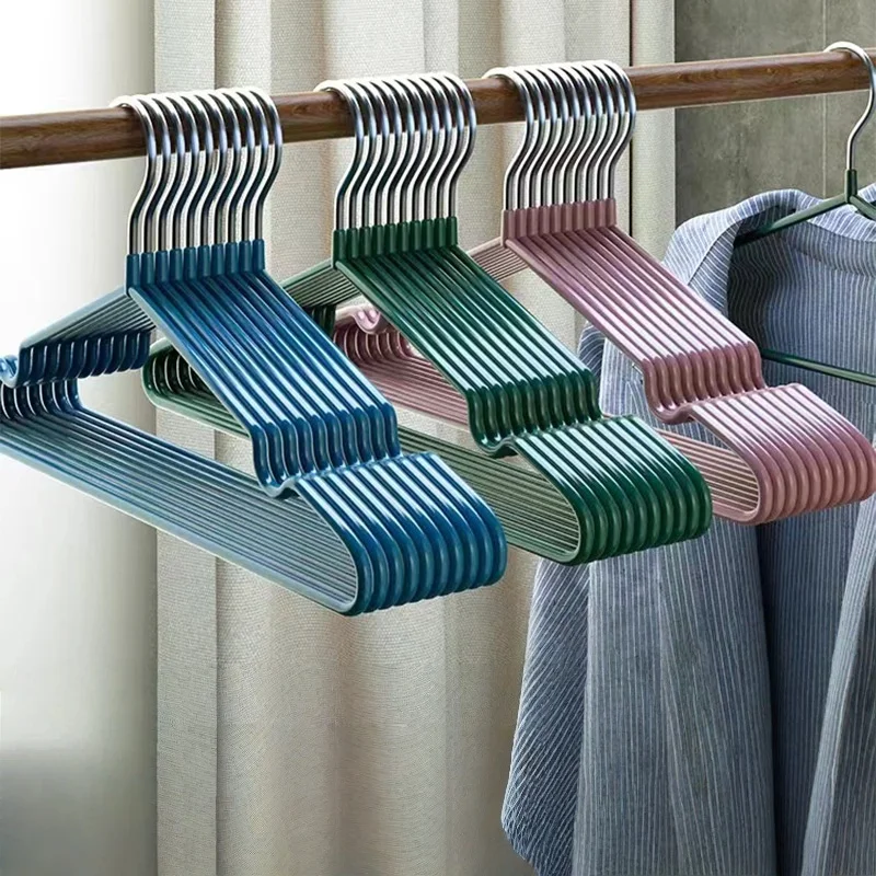 

10pcs/set Extended 45CM thick clothes hanger for household adult clothes drying rack, dipped plastic anti slip clothes hanger