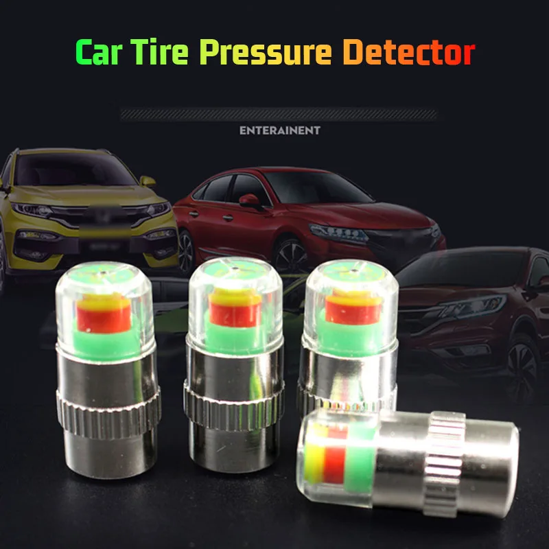 

4pcs Car Tire Pressure Detector Automobile Parts Three-color Early Warning Tyre Valve Vehicle Explosion-proof Tire Warning Cap