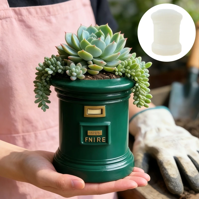 Postal mailbox succulent plant flowerpot resin silicone mold pen holder storage box cement mould Box candle cup gypsum molds