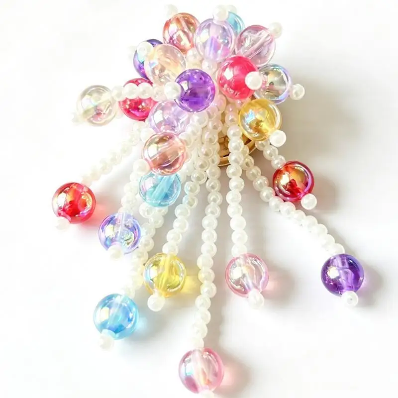 Bunte Perlen-Haarspange mit Kunstperlen-Quasten und schillerndem Design für den täglichen Gebrauch und Party-Haarstyling. – Detail 8