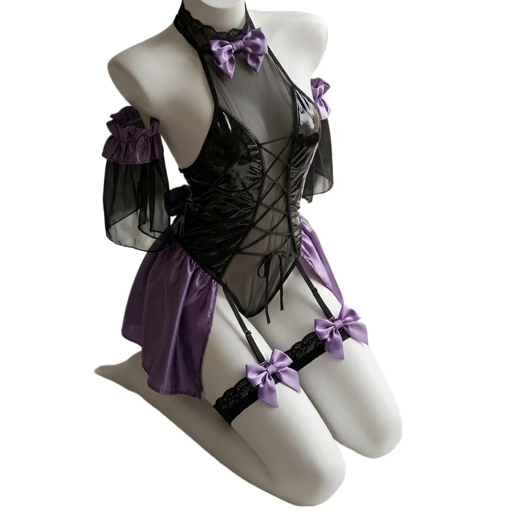 Conjunto de lencería de cosplay de anime para mujer adulta, atuendo de noche de boda de la novia, disfraz de conejita de Halloween, body de cosplay.
