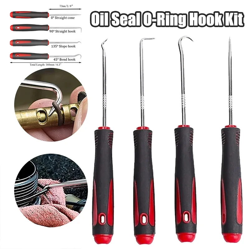 

4Pcs Car Oil Seal Screwdriver Removal Hose Set O-Ring Seal Washer Puller for Removal Car Oil Seal O-Ring Seal Car Repair Tools