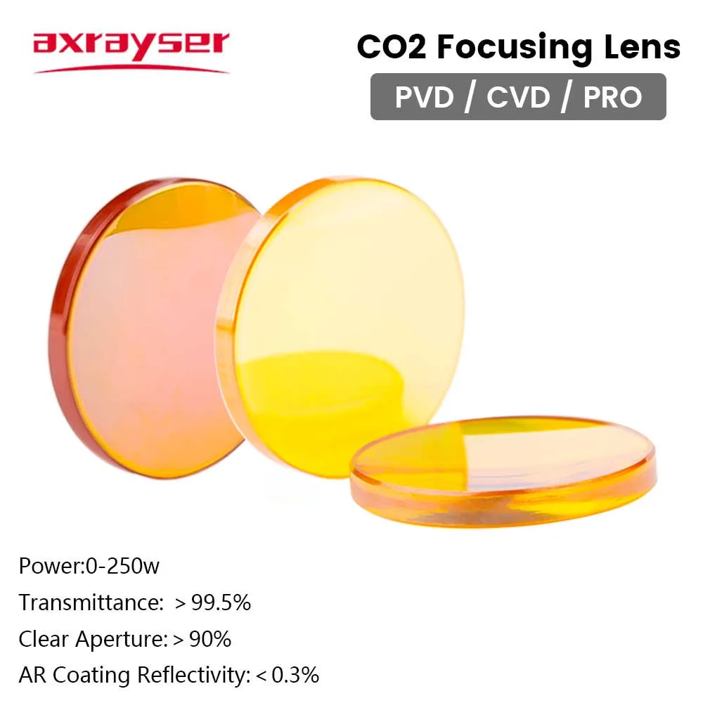 Axrayser CO2 Focusing Lens USA CVD China PVD ZnSe Dia.15 18 19.05 FL38.1 50.8 63.5 for CO2 Laser Engraving Cutting Machine