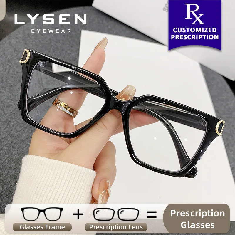 

LYSEN Oversize Frame Customized Progressive Lenses Women New Photochromic Anti Blue Light Prescription Hyperopia Myopia Glasses