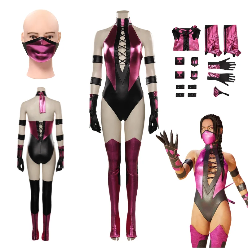 

Mortal Cos Kombat Mileena Cosplay Costume for Women Girls Jumpsuit Fantasia Roleplaying Outfits Halloween Carnival Disguise Suit