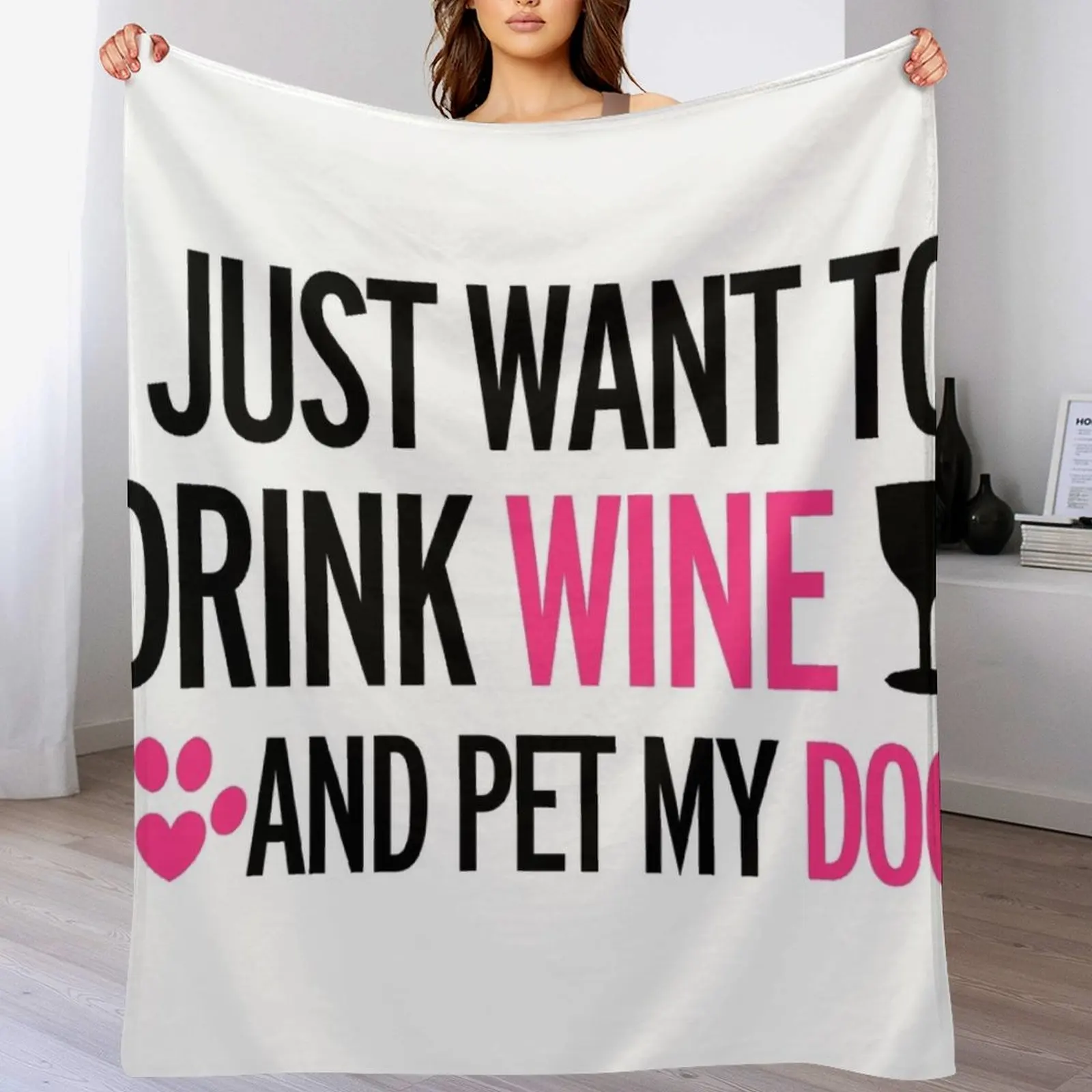 drink, wine, pet, dog Throw Blanket Single Beautifuls decorative blankets and throws Blankets