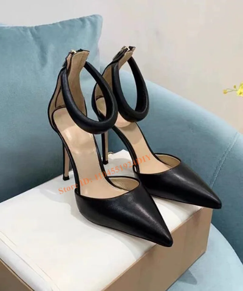 الجلود مدبب تو الخنجر الكعوب مساء الكاحل حزام البريدي مضخات عالية الكعب خنجر كعب المرأة فستان أحذية