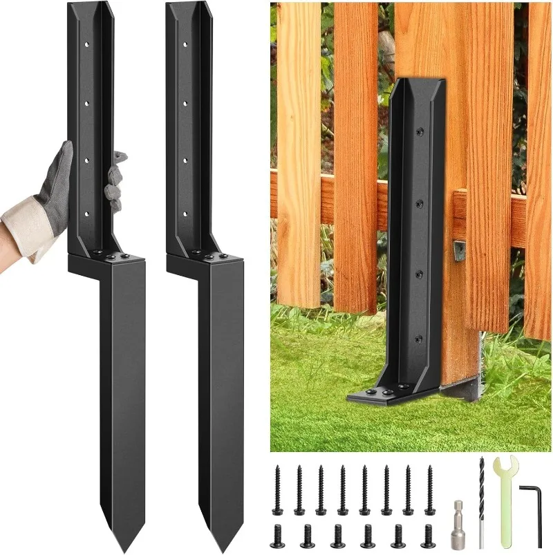 Fence Repair Anchor, Fence Metal Reinforcement, Repair Kit, Rear Anchor Kit, Heavy-duty Ground Spike Ground Plug
