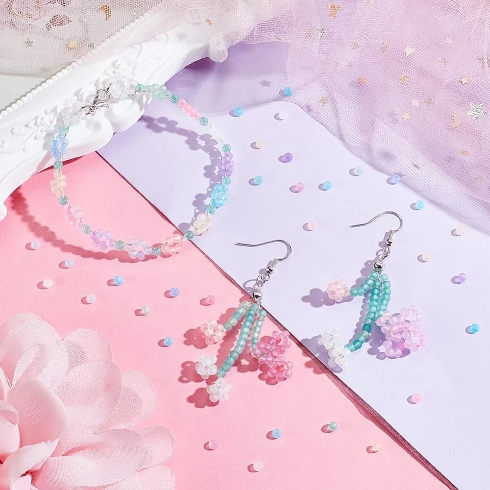 2104 pezzi 8 colori perline perline di vetro smerigliato da 3 mm perline rotonde trasparenti mini perline distanziatrici kit perline in vita