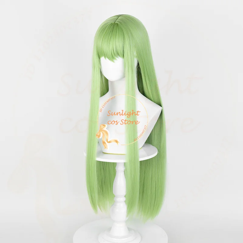 Enkidu-Perruque Cosplay Longue pour Femme, Anime, Vert, COS, C.C. Perruque Synthétique avec Bonnet, Degré de Chaleur