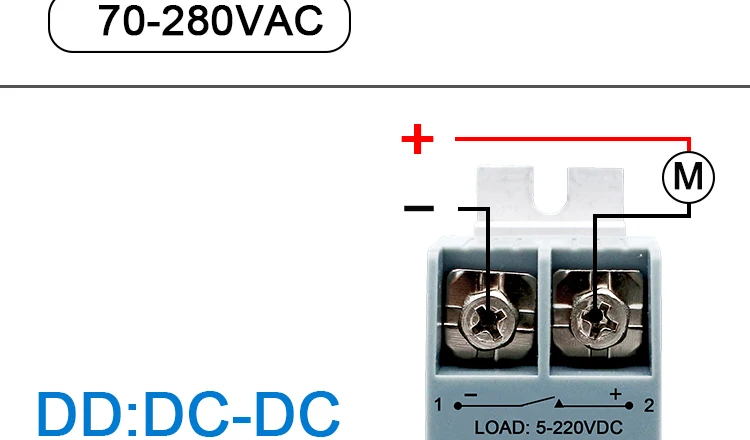 SSR-Halbleiterrelais, DIN-Schienenrelais mit Kühlkörper, 10 A, 25 A, 40 A, 60 A, 80 A, 100 A, 120 A, DC, DC, DC, AC, AC, einphasige Steuerung – Detail 15