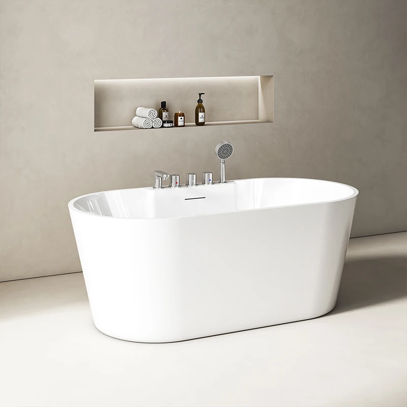 

Элегантная современная акриловая овальная ванна 67 дюймов для двоих взрослых с функцией глубокого замачивания, роскошная отдельностоящая ванна