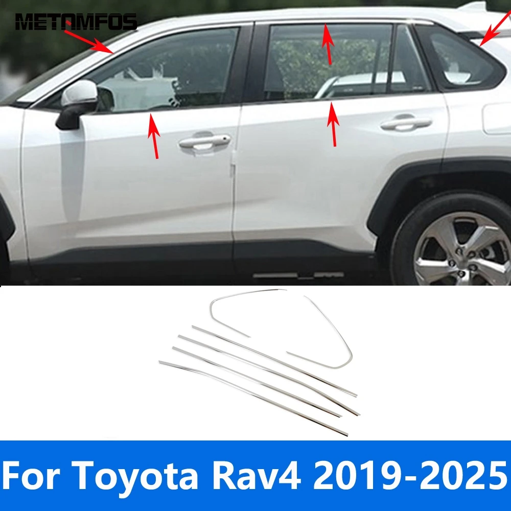 For Toyota Rav4 Rav 4 2019-2024 2025 Stainless Steel Upper+Lower Window Sill Window Frame Cover Trim Accessories Car Styling