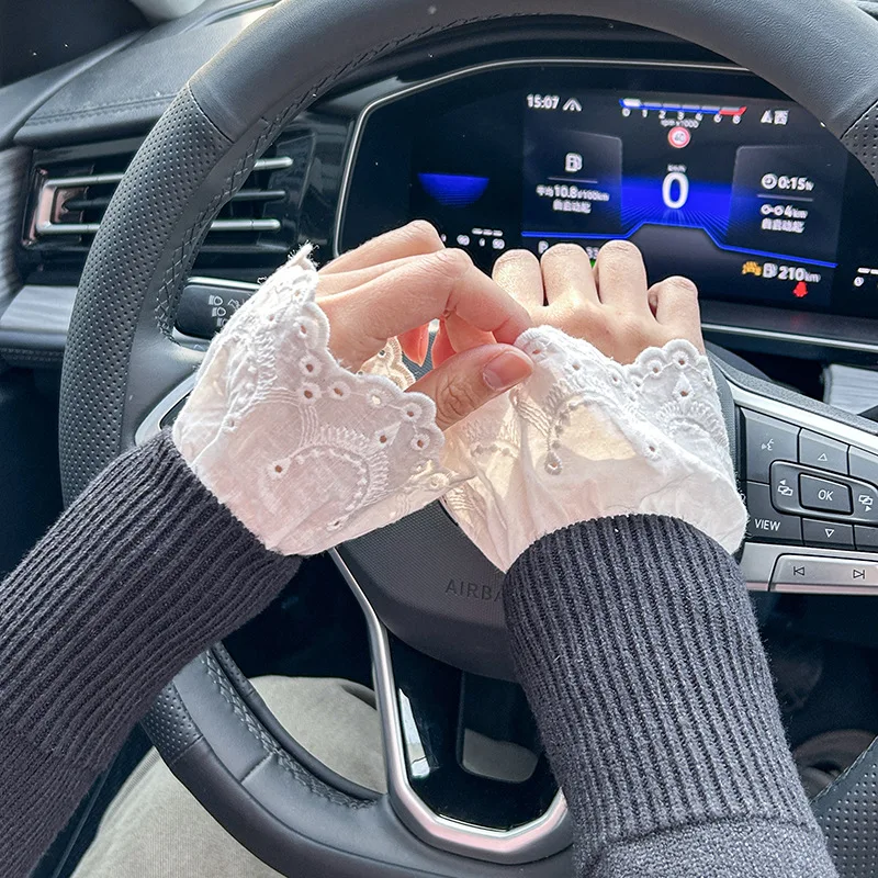 1Pair Spring Fake Sleeved Sweater Extenders Cuffs Women Detachable Fake Sleeves Female Ruffles Blouse Wrist Warmers