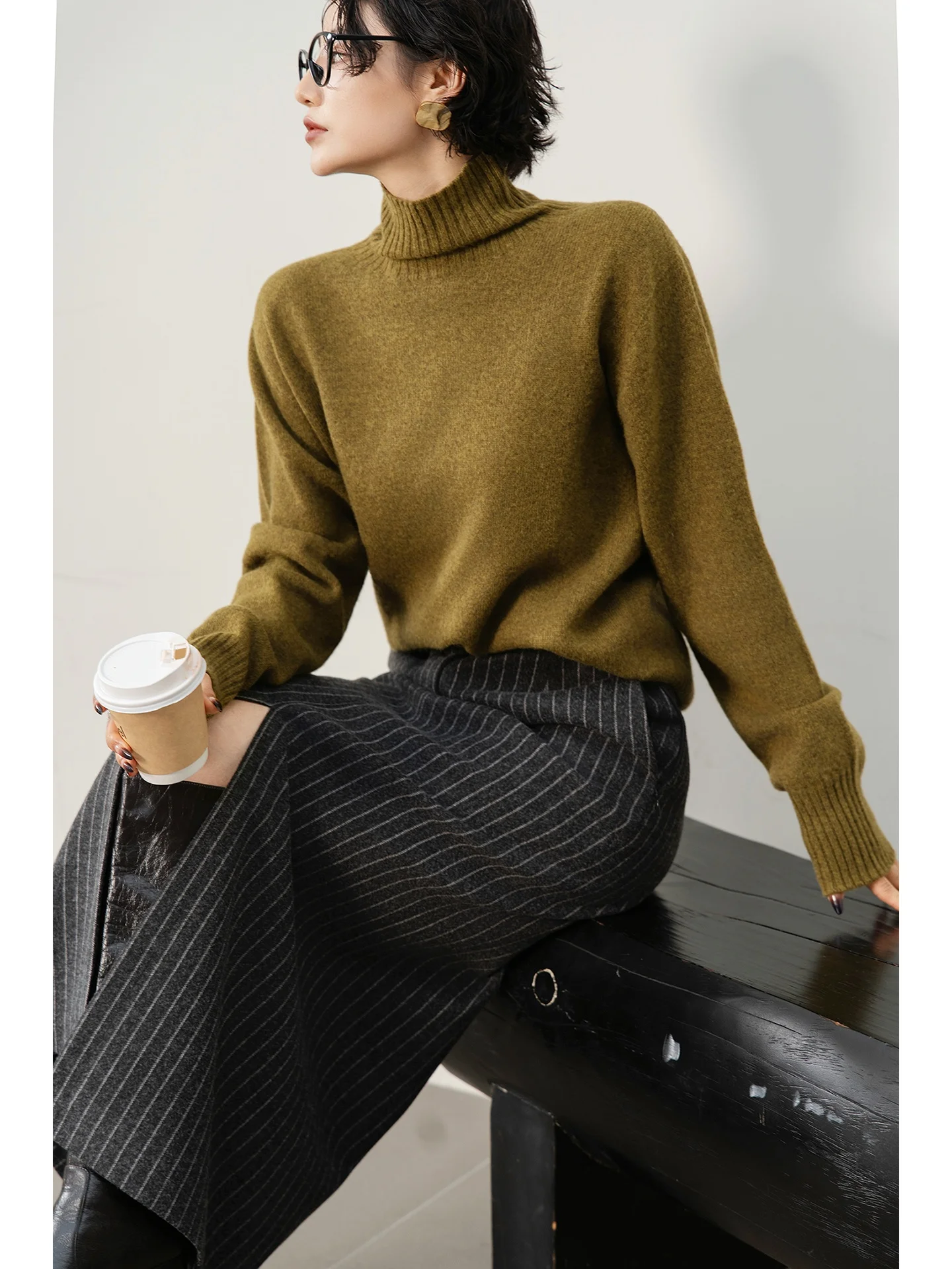 

Warm Knitted Wool Sweater High Ne Women's Base Layer irt Lazy Feel Winter Sle Commute Faion Slim Fit Long Sve
