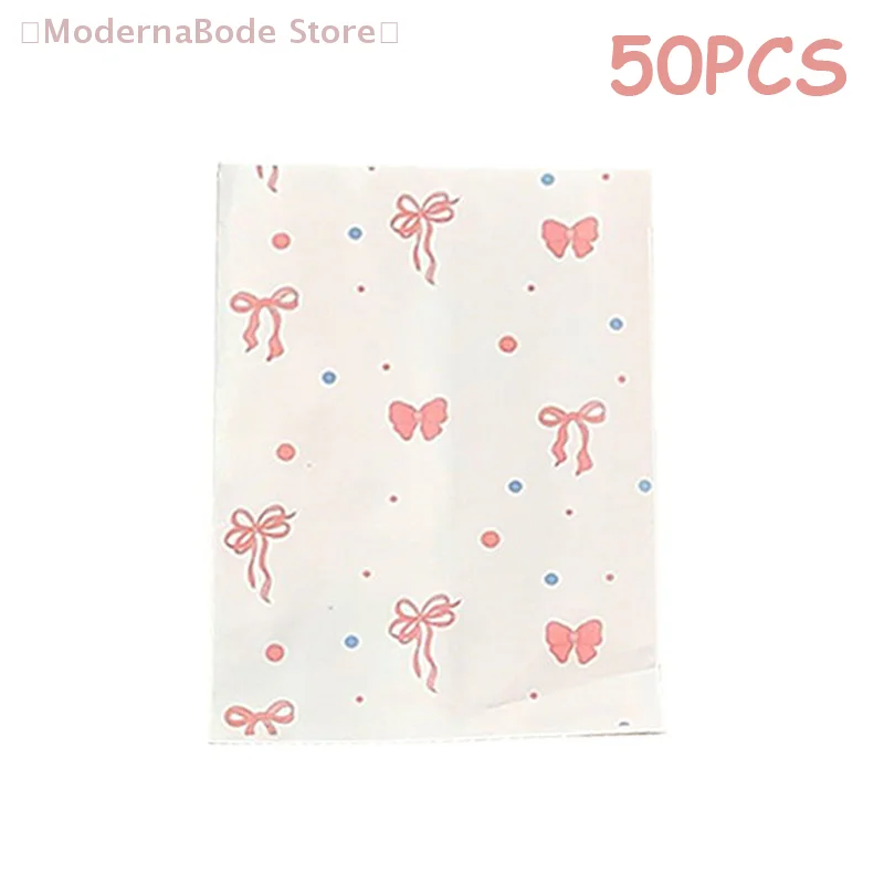 50 Stück rosa Papiertüten mit Schleife und Herz, 12 x 17 cm, niedliche Fotokarten, Schmuckverpackung für handgefertigte Kunsthandwerke, Geschenkverpackung, Aufbewahrungsbeutel