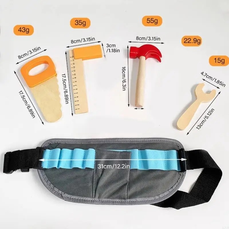 現実的な木製ツールキット子供のための安全なラウンドエッジ教育ロールプレイ大工おもちゃ建設セット幼児用 A2UB