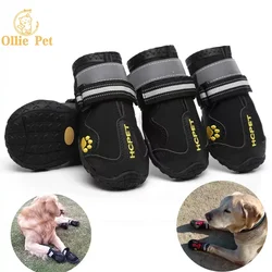 Zapatos impermeables antideslizantes para perro, Botas de lluvia cálidas reflectantes para la nieve, para entrenamiento deportivo de mascotas pequeñas y grandes, protegen los pies de las mascotas, 4 piezas