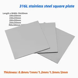 316 Stainless Steel Thick 0.8/1/12/1.5/2mm Square Plate Polished Plate Sheet 50x50 100x100 150x150 200x200 250x250 300x300mm