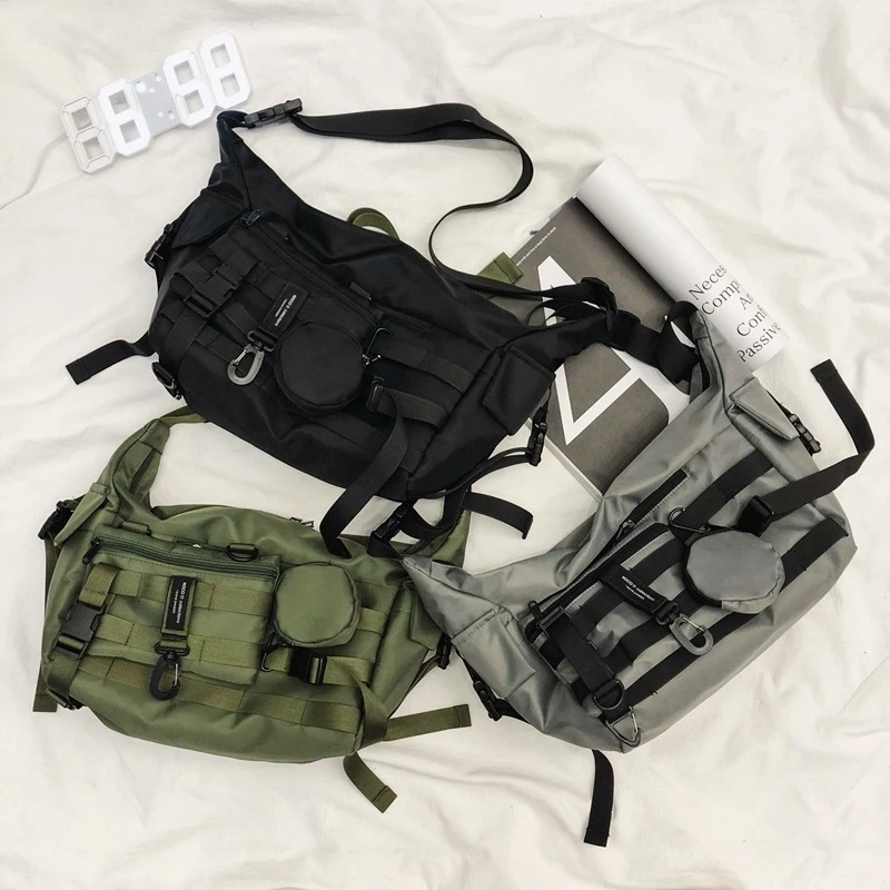 

Cross-border men's trendy crossbody baginsJapanese Harajuku casual versatile messenger bag functional work bag women's shoulder