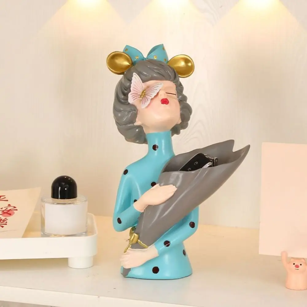 

Creative Elegant Flower Girl Statue Decorative Handmade Butterfly Girl Sculpture Cartoon Girl Vase Ornament Desk