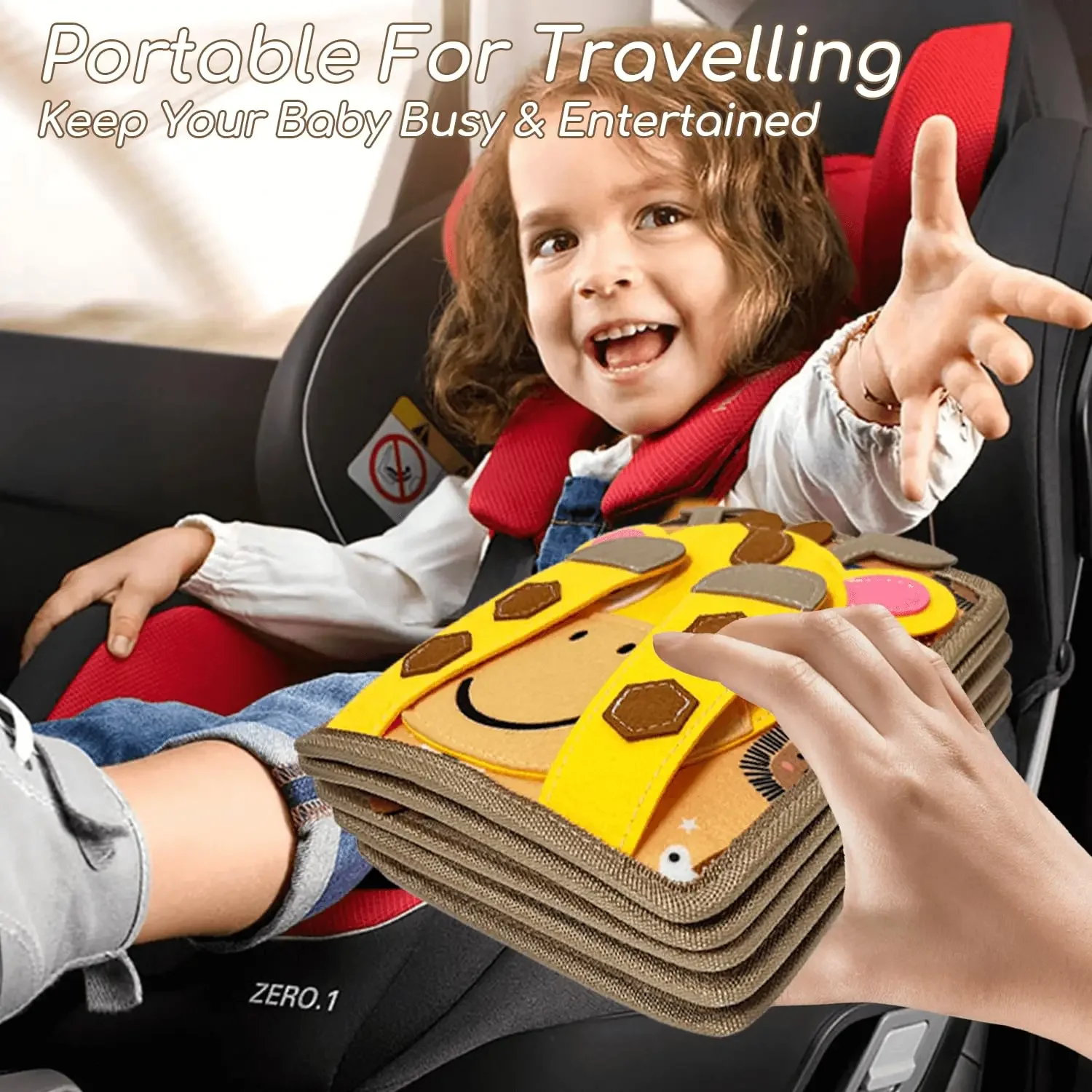 Vilt bezig bord met giraffe-thema voor peuters - Wasbaar stil boek Zintuiglijk speelgoed met kleur- en vormpuzzels |   Fijne motoriek Deve