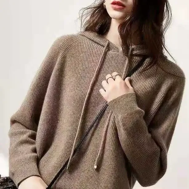 

Autumn Winter New StyleLoose Women's Knitted Woolen Sweater Hat T-Shirt Base Layer Crew Neck Pullover from Mainland China
