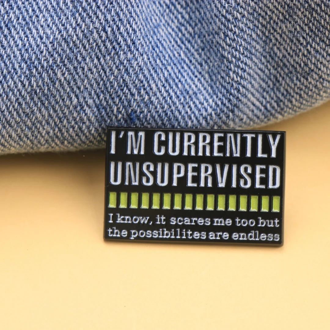I'm Currently Unsupervised Enamel Pin - Cartoon Punk Lapel Badge with Funny Quote for Backpack DIY Gift