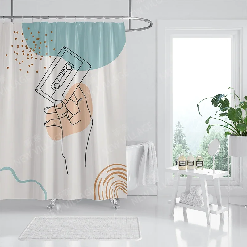 home shower curtains for bathroom Morandi lines and flowers waterproof fabric bathroom Curtains modern shower curtain 180x200