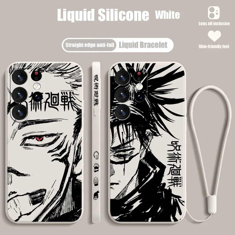 Jujutsu Kaisen Anime For Samsung S24 S23 S22 S21 S20 Fe S10 Note 20 10 Ultra Lite Plus Liquid Left Rope Phone Case