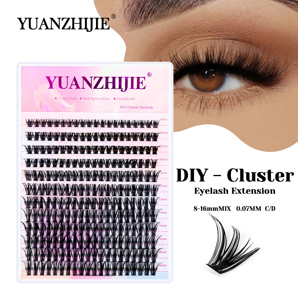 

Customized Private Logo Synthetic Mink Heat Bonded Clusters Eyelashes Individual Waterproof DIY Segmented Lashes from YUANZHIJIE