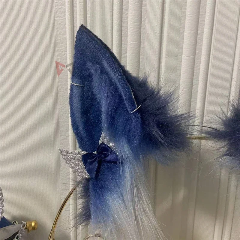 Nuovo fatto a mano LOL le orecchie di volpe Ahri a nove code Hairhoop Tail collana orecchini fasce per capelli copricapo accessori per costumi Cosplay