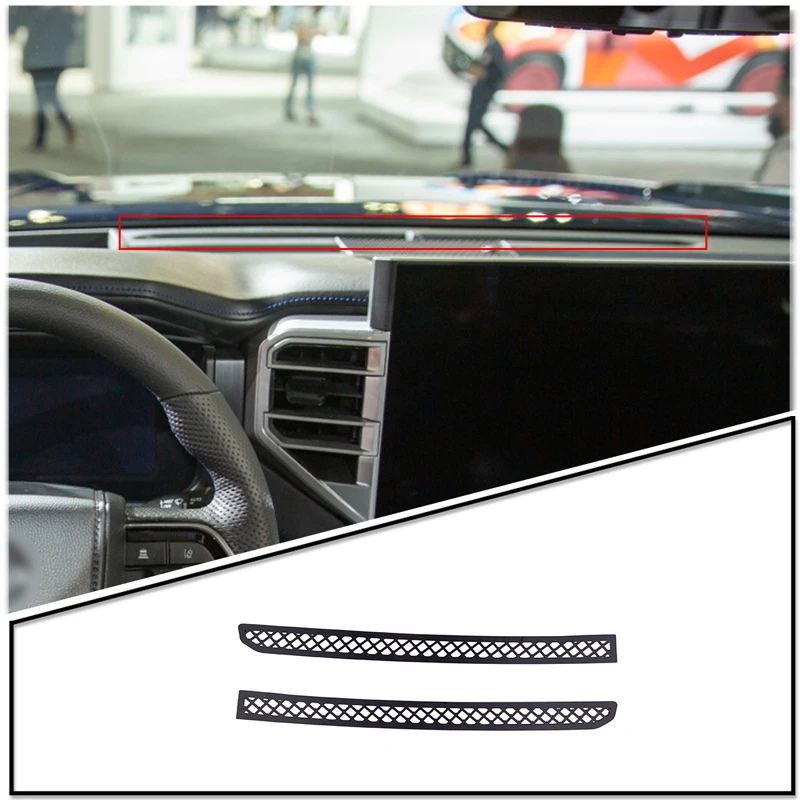 

Aluminum Alloy Black Car Dashboard Air Outlet Anti-blocking Mesh Cover Trim For Toyota Tundra 2022-2023 Interior Accessories