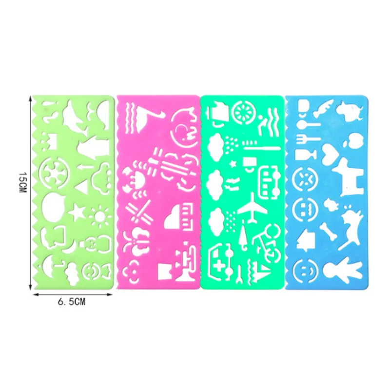 4 Pcs Cartoon Children Speed Hua Chi Drawing Painting Template Ruler Hua Chi Ruler Stationery Student School Supplies