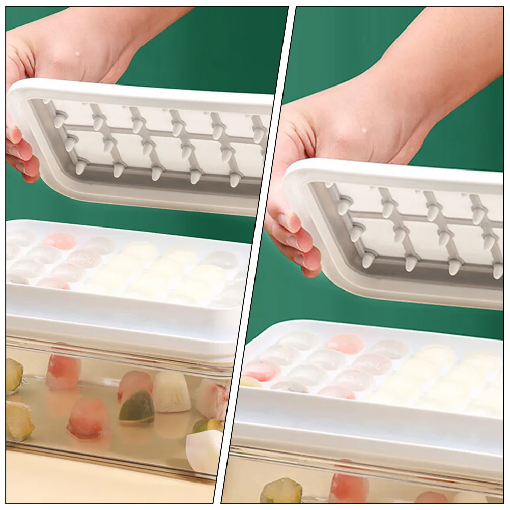 

1Set Press Ice Cube Tray 28-Cavity Round Mold Convenient Fast Demould Ice Balls Maker for Freezer Kitchen Tool
