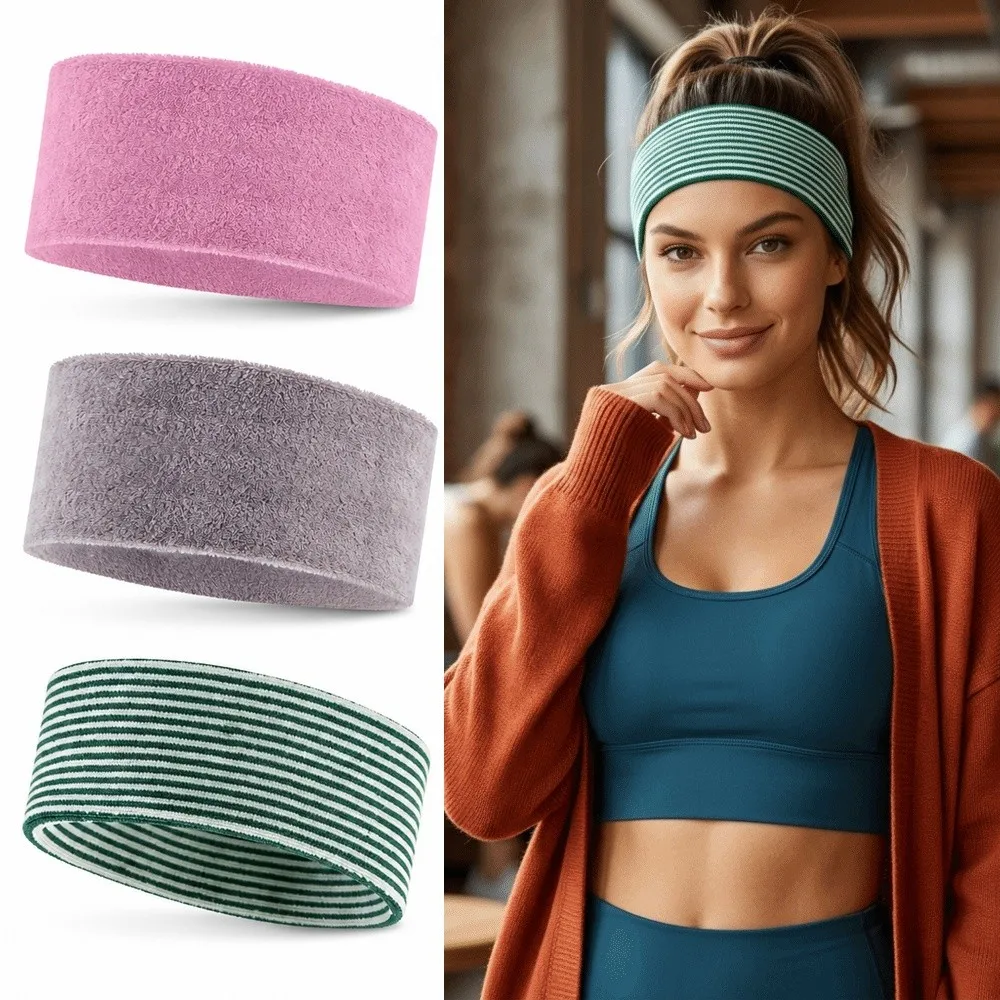 New Cotton Sports Headband High Elasticity Wide Brim Running Sweatband Breathable Stretchable Hair Band Fitness Training