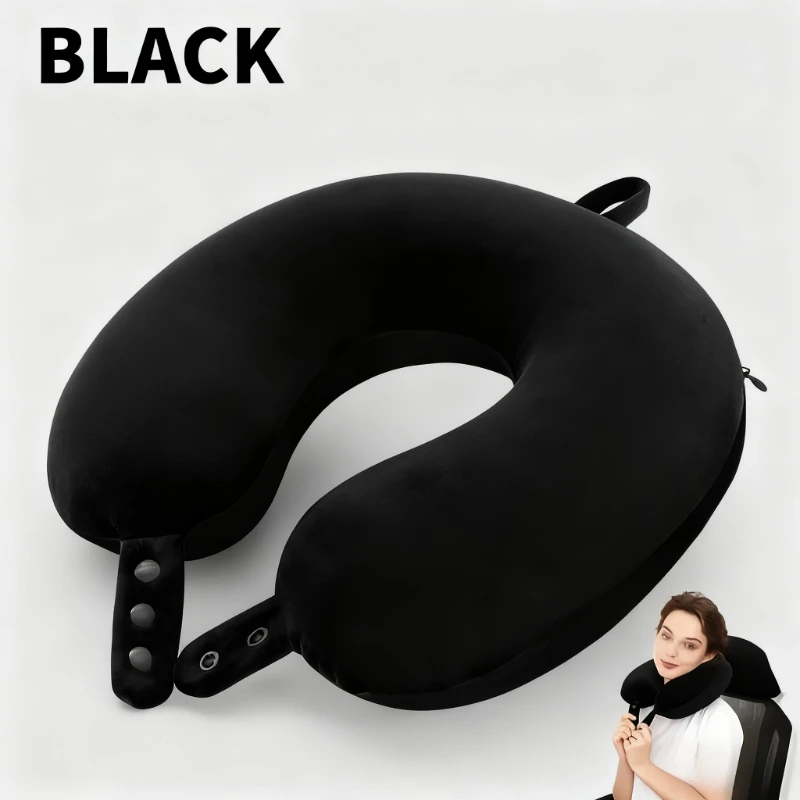 

[U-Shaped Travel Pillow]Medium Soft Support with Adjustable Strap | Portable for Airplane, Car, Home Naps - Dry Clean Only