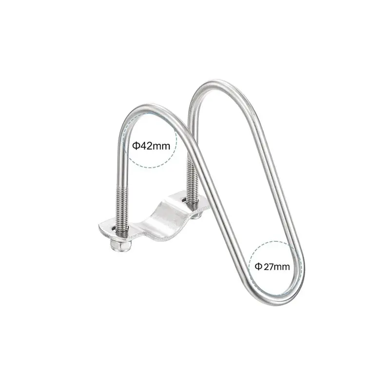 ABKO-Stainless Steel U-Bolt Pipe Clamp Double M6x27x42mm, Heavy Duty For Aquaculture Plumbing