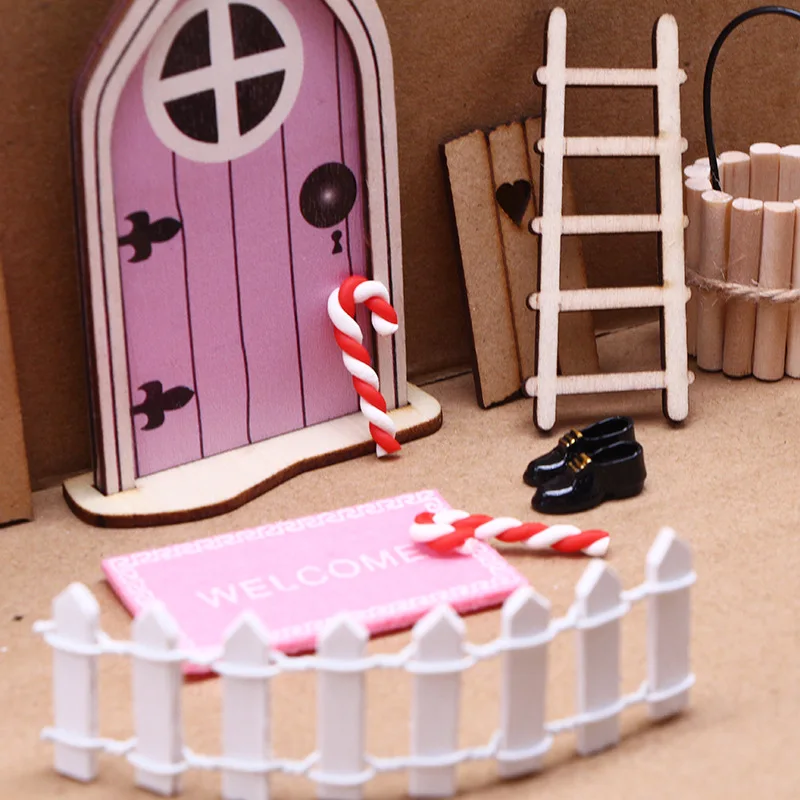 Cross-border hot-selling doll house pink elf door decoration, fairy fairy tale BJD miniature scene simulation model 13 pieces