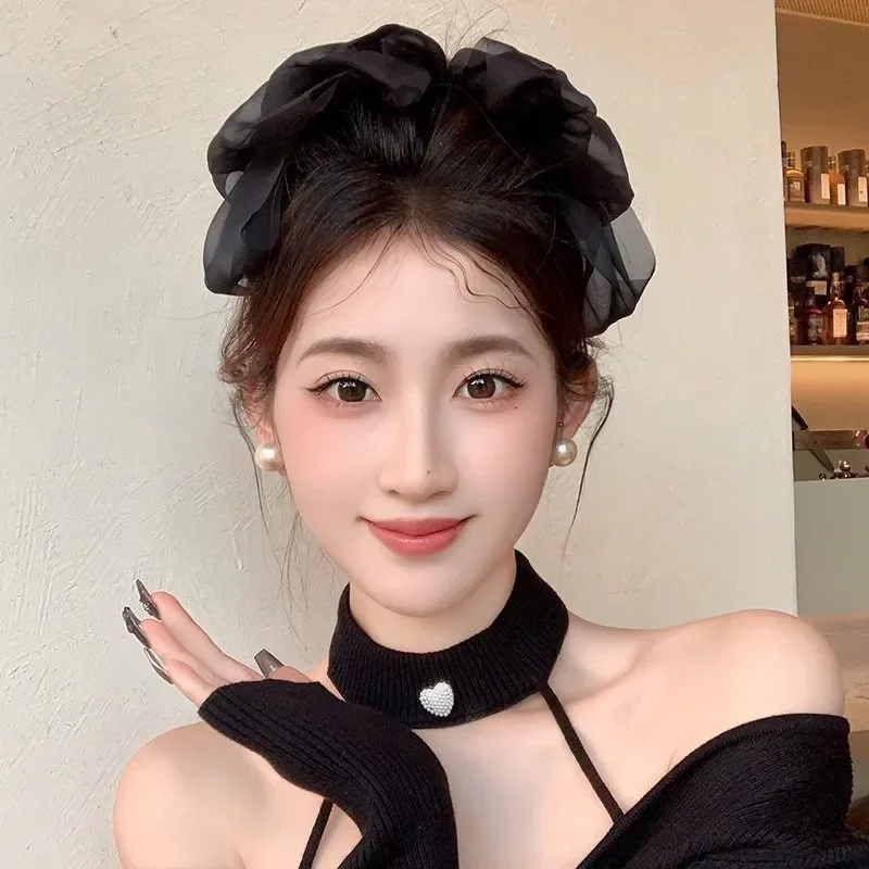 Fashion New Big Hair Bows Chiffon Solid Color Large Bowknot Hairpins Spring Clamp Clip Women Korea Headwear Accessories