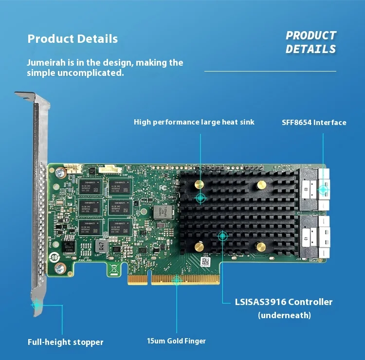 Broadcom LSI 9560-16i SAS/SATA/NVME 어레이 카드 8G 캐시 RAID 카드 05-50077-00