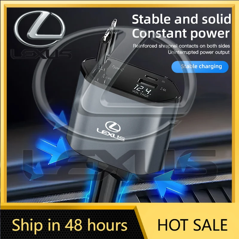 

Горячая новинка 2026: Выдвижное автомобильное зарядное устройство 4-в-1 с быстрой зарядкой 120 Вт для Lexus FSPORT LBX NX RX 350h 450h E